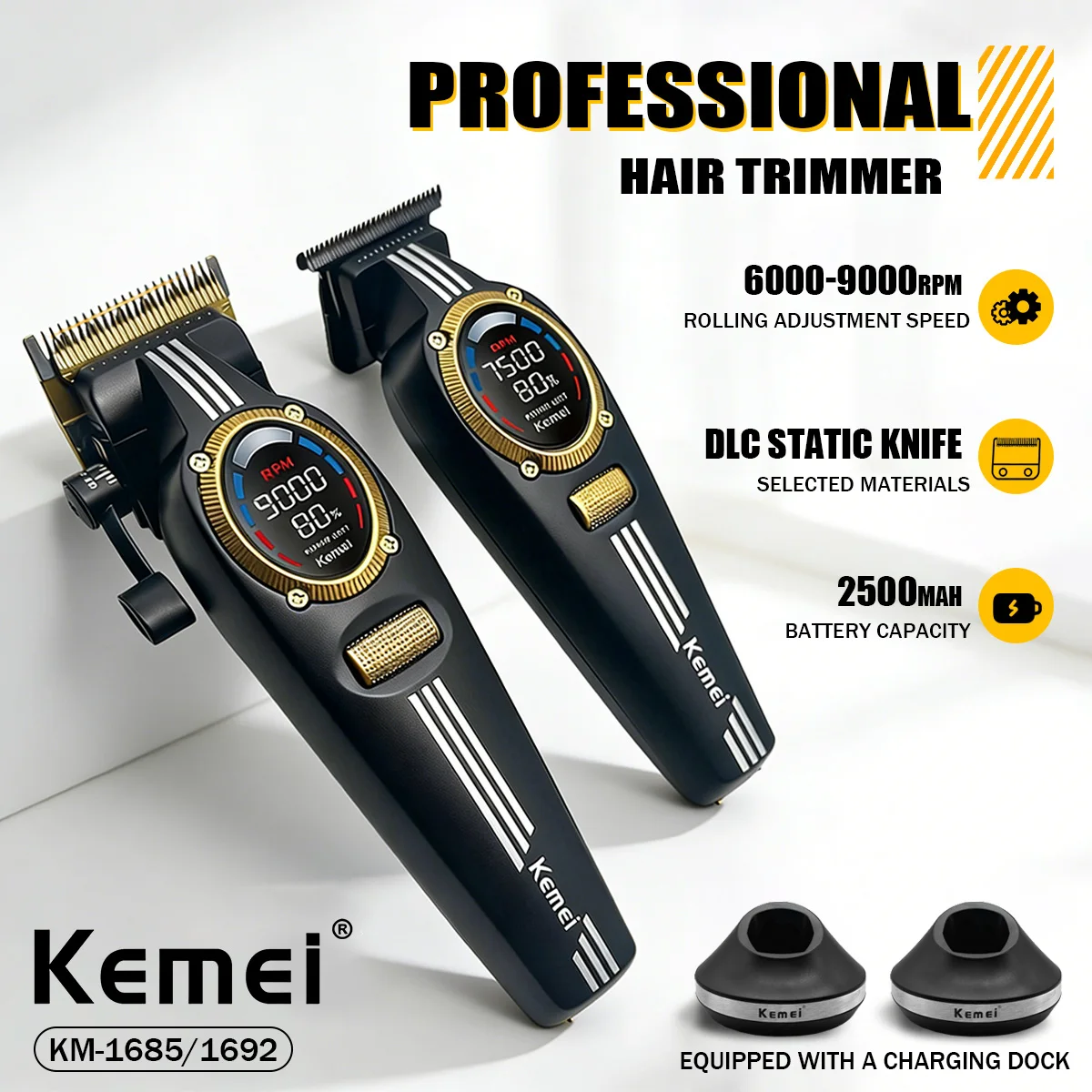 Kemei Trimmer Professional Hair Clippers Rechargeable Clippers