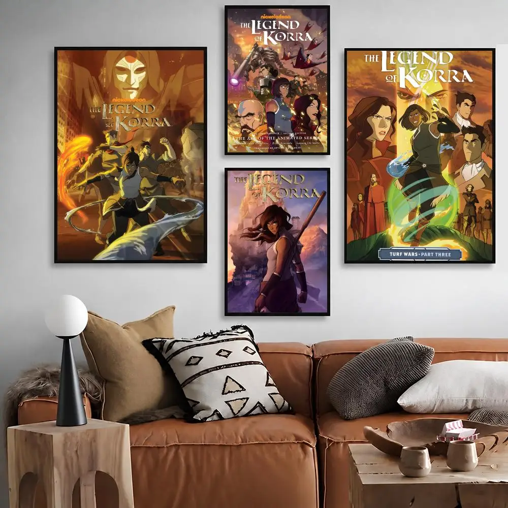TV Series Avatar The Legend Korra Poster Waterproof Peel‑and‑Stick Wall Sticker, Art Print for Bar Cafe Living Room
