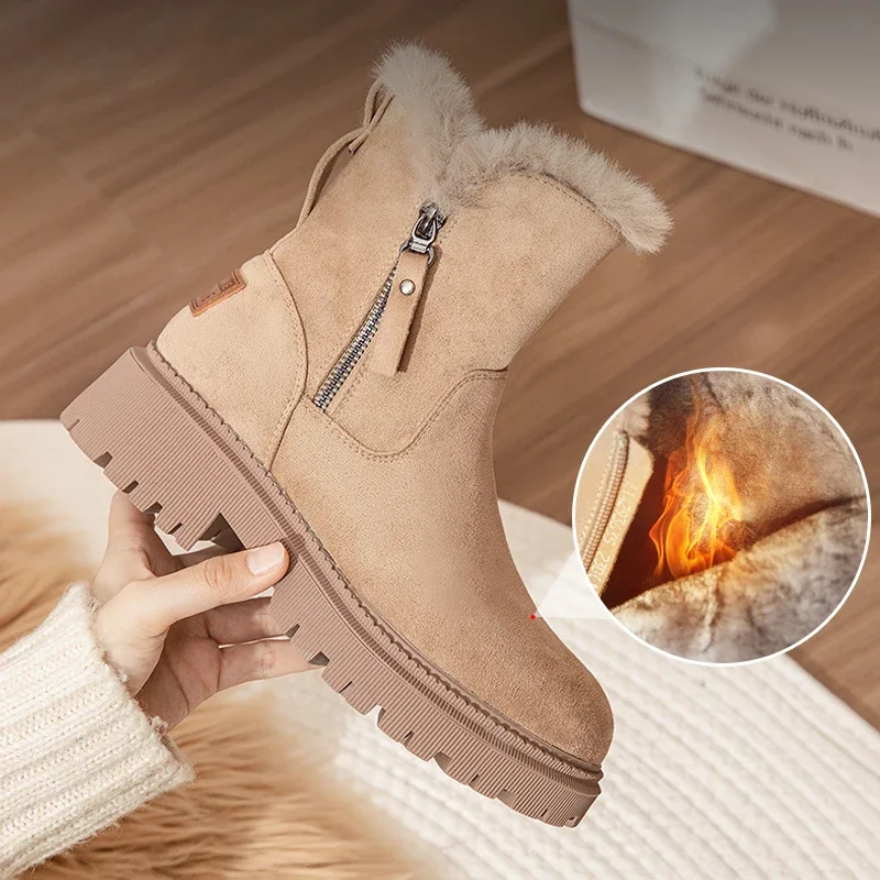 Snow Boots Women Winter 2023 New Comfortable Short Boots Thick Cotton Shoes Fashion Winter Plush  Boots Ankle Booties Platform