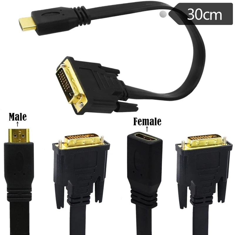 HDMI-compatible To DVI Cable DVI-D 24+1 Bi-Direction Adapter For Xiaomi Xbox Serries X PS5 PS4 TV Box DVI To HDMI Splitter