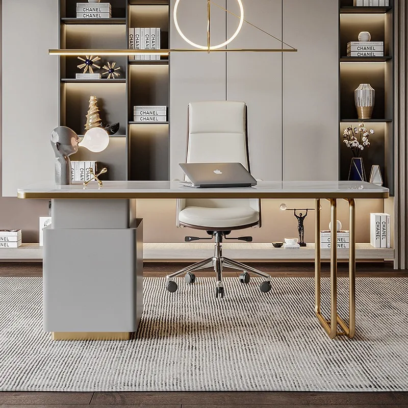 Italian rock slab designer study light luxury bedroom computerimple modern writingntegrated desk