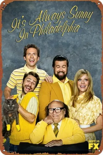 It;s Always Sunny in Philadelphia Poster Vintage Tin Logo Metal Wall Decor