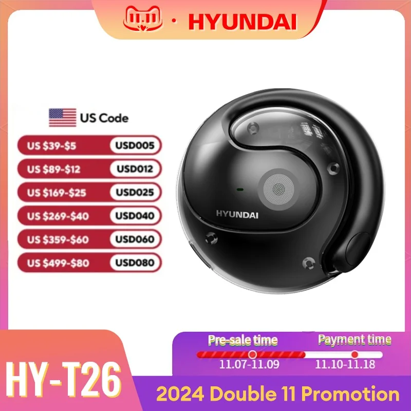 Choice HYUNDAI X15 PRO Waterproof Headphones HY-T26 Bluetooth 5.3 Earphones HIFI Stereo Sound quality Long Battery Life Earbuds