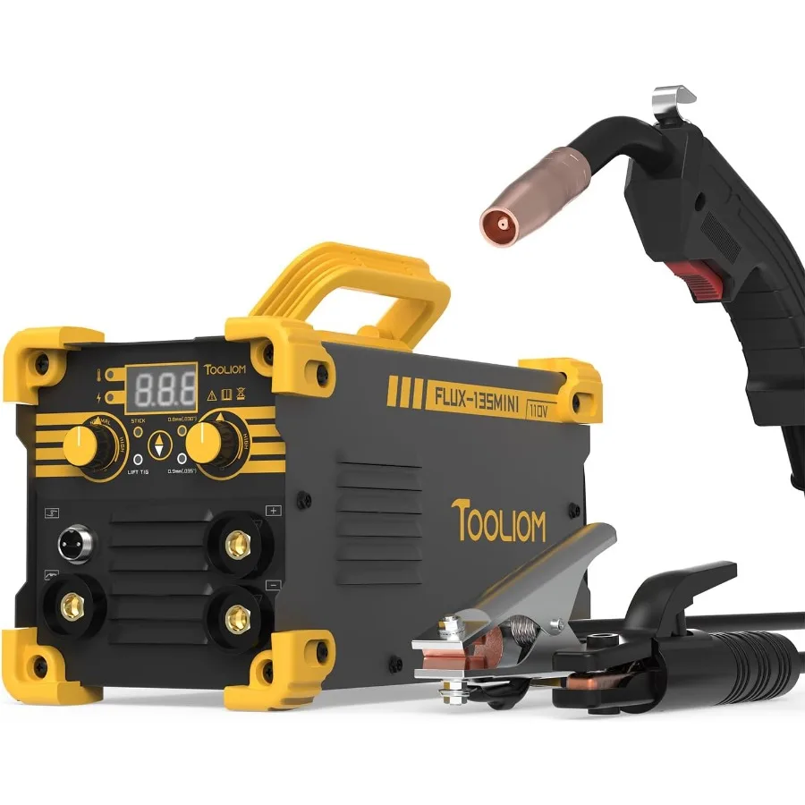Portable 135A Mini MIG Welder for DIY Projects and Outdoor Repairs: Gasless Flux Core MIG Welding with Lift TIG and Stick Funct