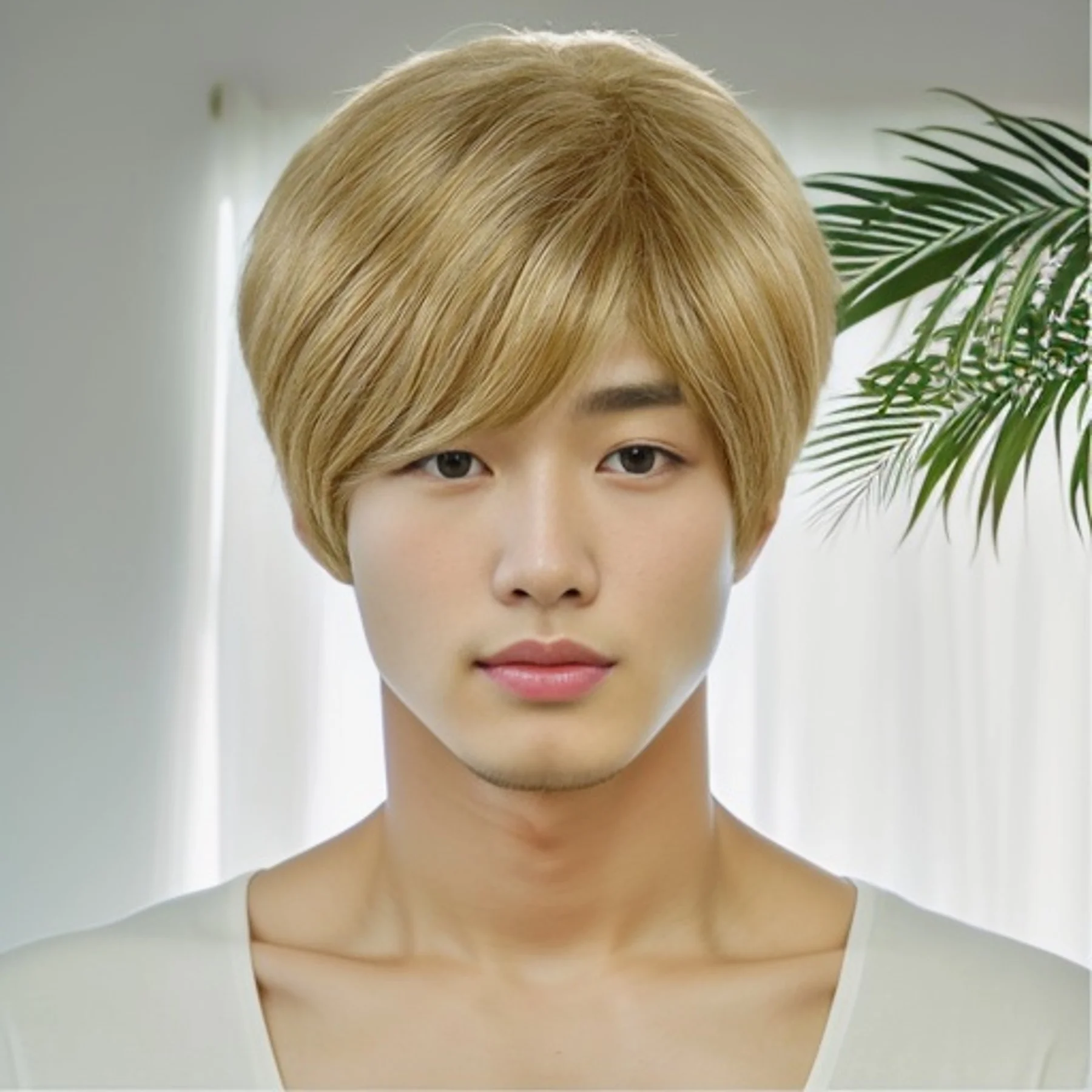 

Blonde Wigs Synthetic Hair Short Haircut Straight Wig with Bangs for Men Male Cosplay Party Costume Daily Casual Heat Resistant