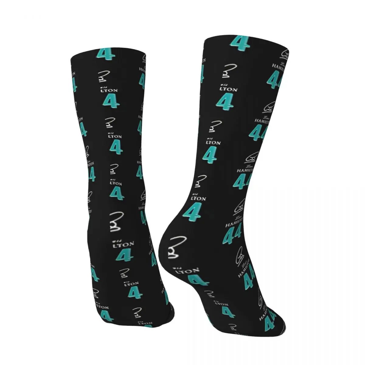 Happy Funny Men's compression Socks Driver's Signature Retro Harajuku Lewis Hamilton Street Style Novelty Casual Crew Crazy Sock