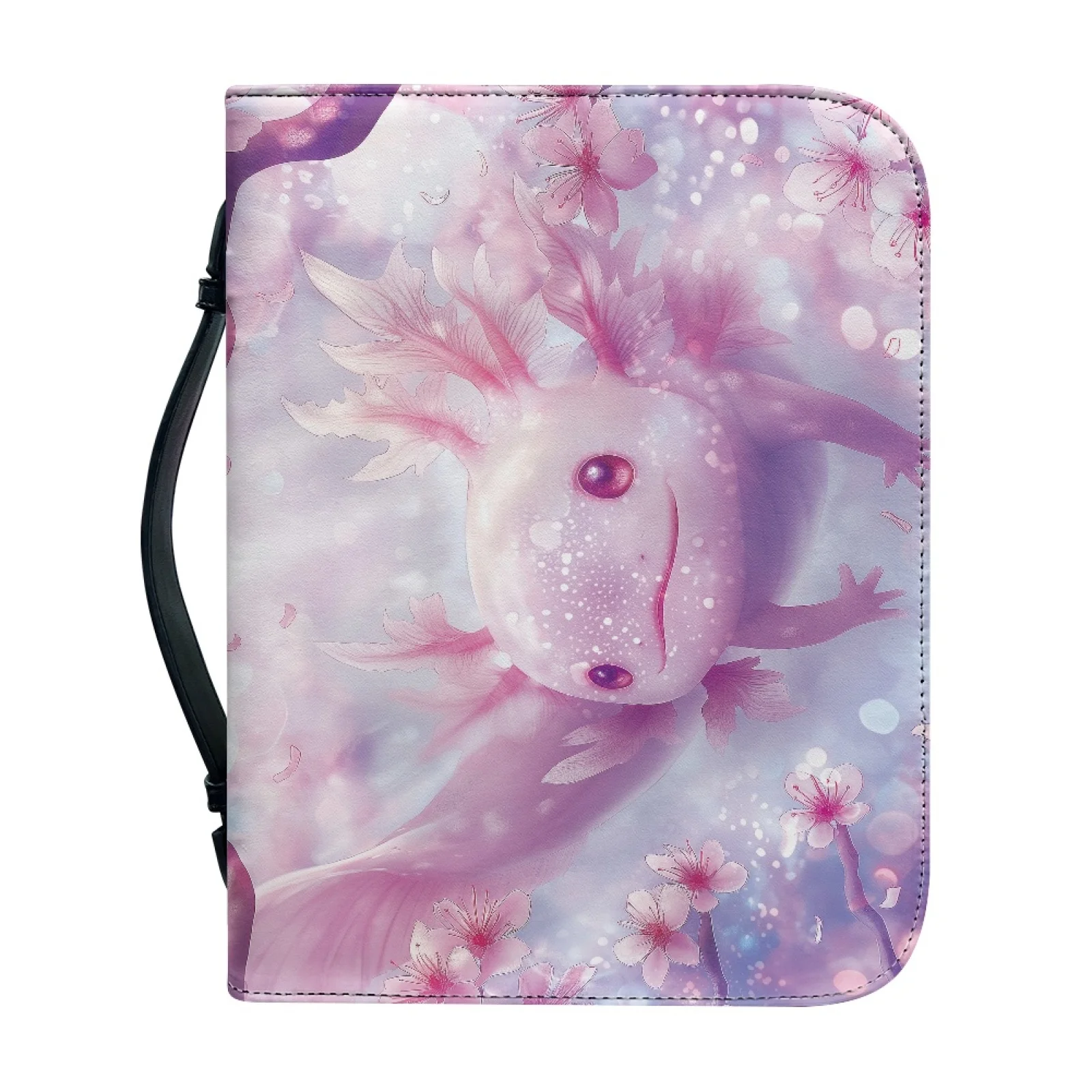 XIXIRIMIDO Axolotl Sakura Print Fashion 2026 Bible Bags PU Leather Waterproof Bible Hand Bag for Bible Study