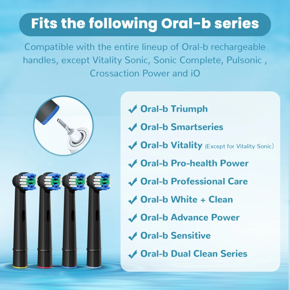 Compatible with Oral B Electric Toothbrush Replacement Brush Heads for Pro 100/500/1000/1500/7500 Professional Care