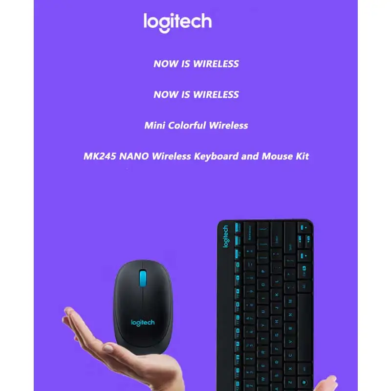 ロジクール MK245 ワイヤレスキーボードとマウスのセット、マルチメディアショートカットキー、静音キー、学生やオフィスでの使用に最適