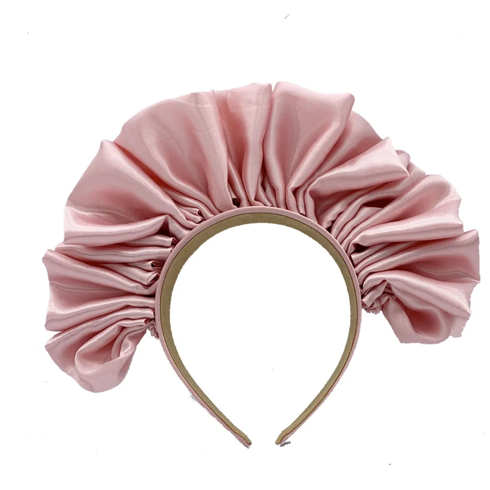 2022 Trendy Statement Women\'s Satin Ruffle Headband Girls Scrunchie Hair Bands Nigerial Asooke Head Bands Party Headpiece