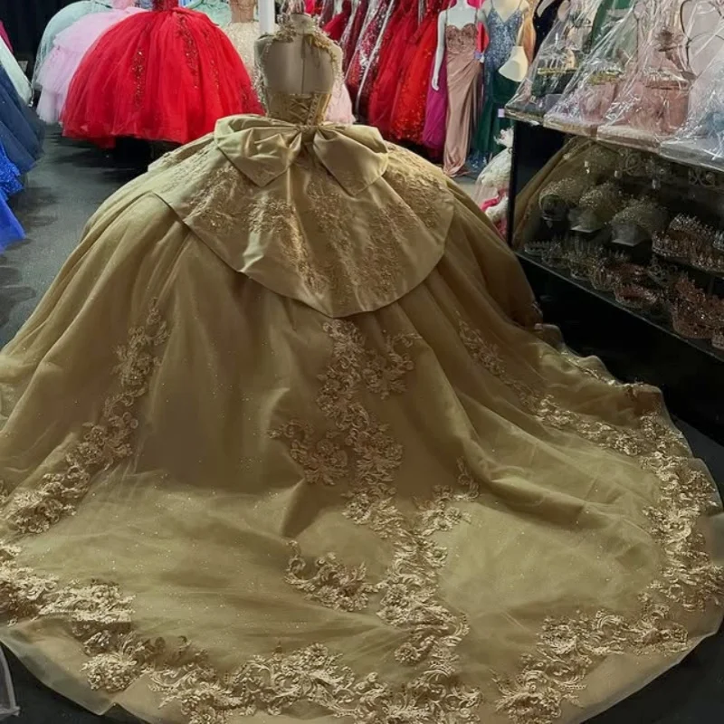 hemelsblauw Quinceanera Jurk off-shoulder kraal Kant gelaagdheid glitter 3D bloem decal vestidos de 15 Quinceanera ﻿ Aangepast