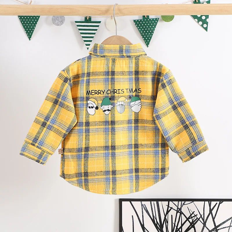 Winter Fleece Warm Baby Boys Shirts Plaid Korean Children\'s Shirt Jacket Designer Boys Tees Kid Blouses And Shirts Boy Clothes