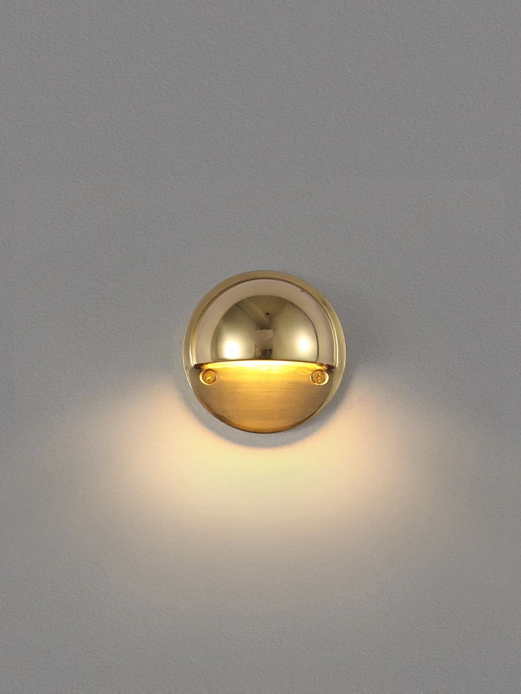 Copper Bedside Small Wall Lamp Brass retro hemispherical wall lamp Parlor Dining Room Bedroom Stairs Aisle Bathroom wall Light