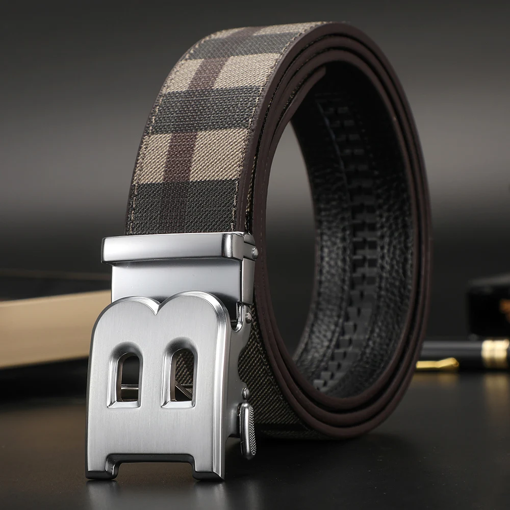 High Quality Designers Business Mens belt Luxury Brand Famous Male brand Belt Buckle Canvas Genuine Leather Belt for men jeans