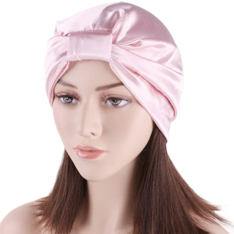 Birdtree 100% Silk Bonnets Women Double Layer Sleeping Night Cap Pure Silk Hair Wrap Beanie For Curly Girl A34401M