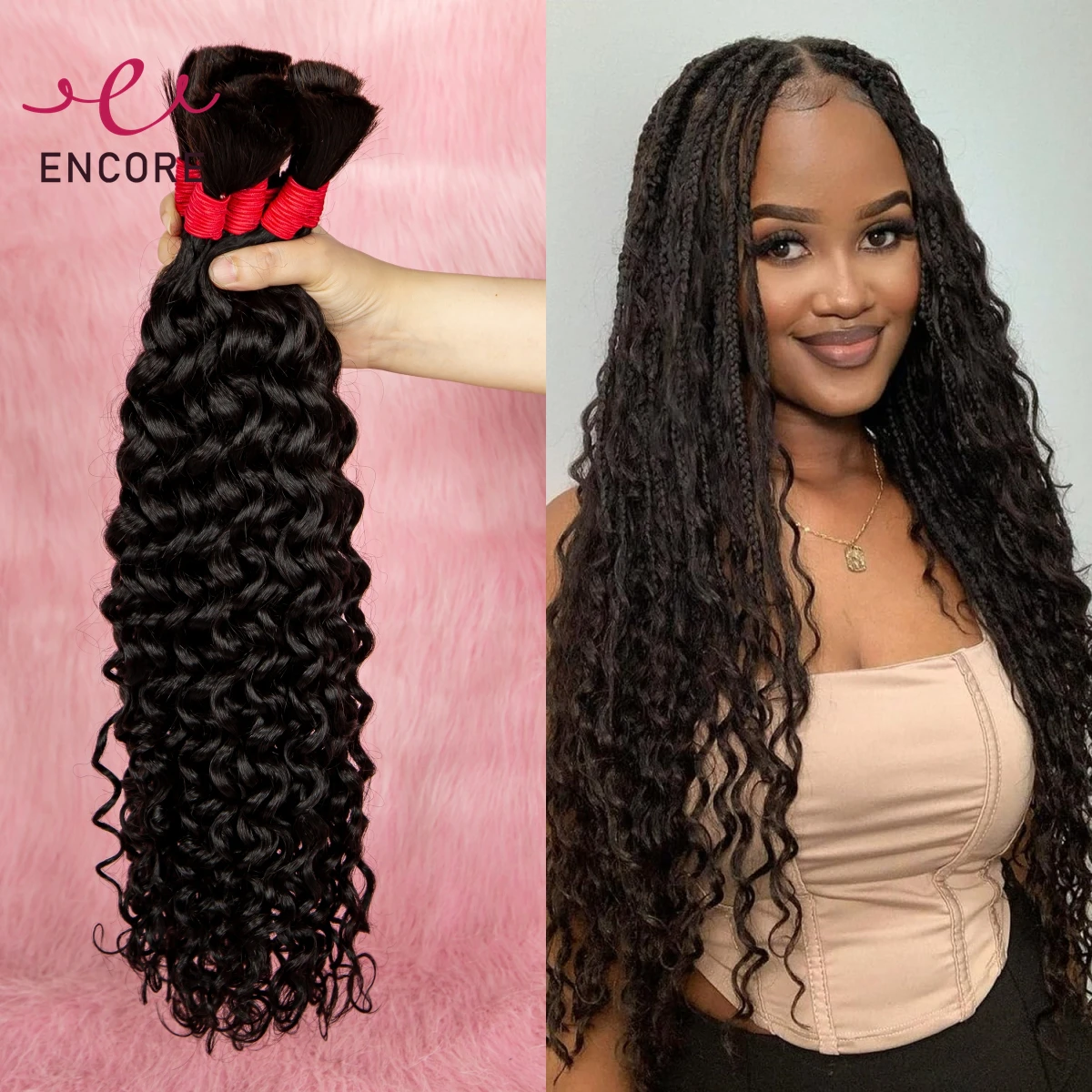 26 Inch Water Wave Natural 100% Virgin Hair Human Hair Bulk for Braiding No Weft Curly Braiding Hair for Boho Braided Extensions