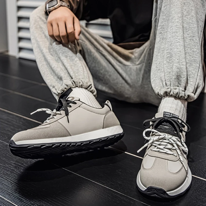 

Мужские кроссовки на платформе, осень 2024, новые уличные износостойкие нескользящие кроссовки, увеличивающие рост, модная повседневная обувь на шнуровке