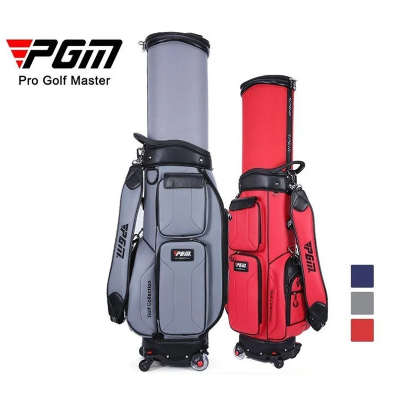 PGM-Upgrade Golf Bag for Men and Women, Telescopic Package, Four-Wheel Push-Tompy, Air Consignment, Upgrade with Brakes, New