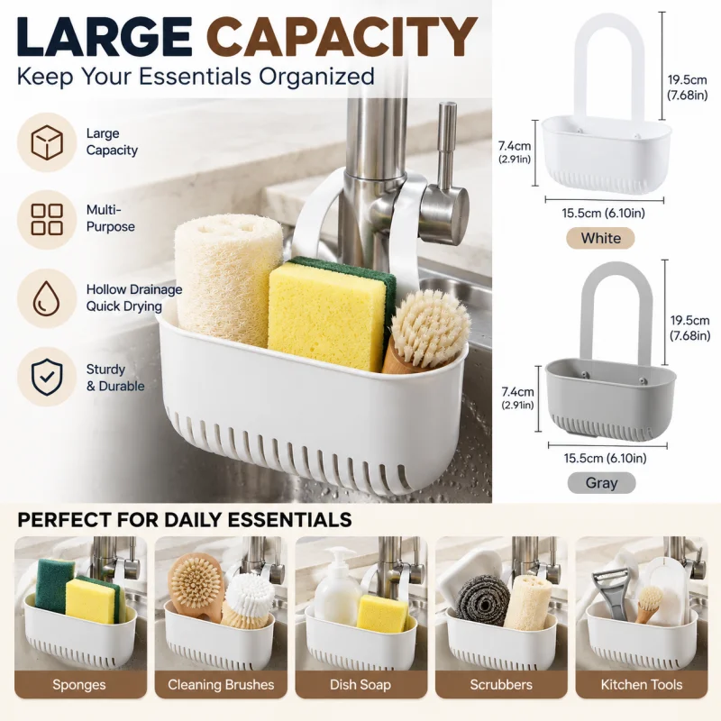 4-Piece Set of Hanging Sink Drain Baskets with Hooks, Household Kitchen Food Residue Filter Basket, Detachable Kitchen Storage Basket, Easy to Clean and Disassemble, a Practical and Useful Item for Kitchen Cleaning and