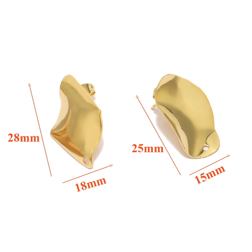 10 Stück 18k Gold Edelstahl Ovale Rhombische Ohrstecker für DIY Hängeohrringe, Charms, Schmuckherstellungszubehör – Detail 3