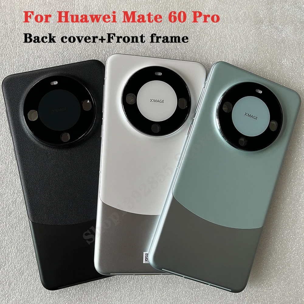 New Tempered Glass Back Cover For Huawei Mate 60 Pro Spare Parts Back Battery Cover Door Housing+Camera Frame+Flash cover