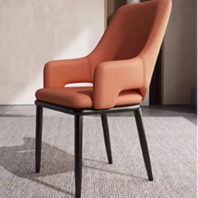 Silla de comedor naranja para sala de estar, silla de comedor con reposabrazos para cocina, diseño de restaurante, silla de comedor nórdica moderna, muebles para el hogar