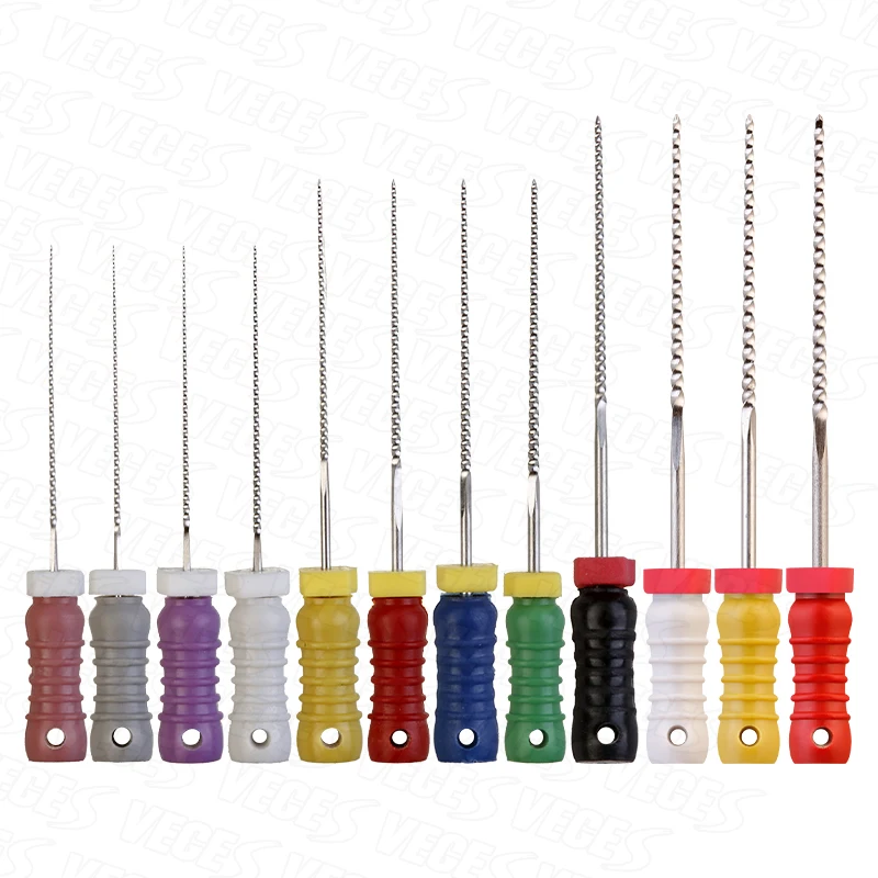 

Набор из 6 эндодонтических K-файлов (21/25/28/31 мм) из нержавеющей стали для ручного использования, инструменты для корневых каналов, разные размеры