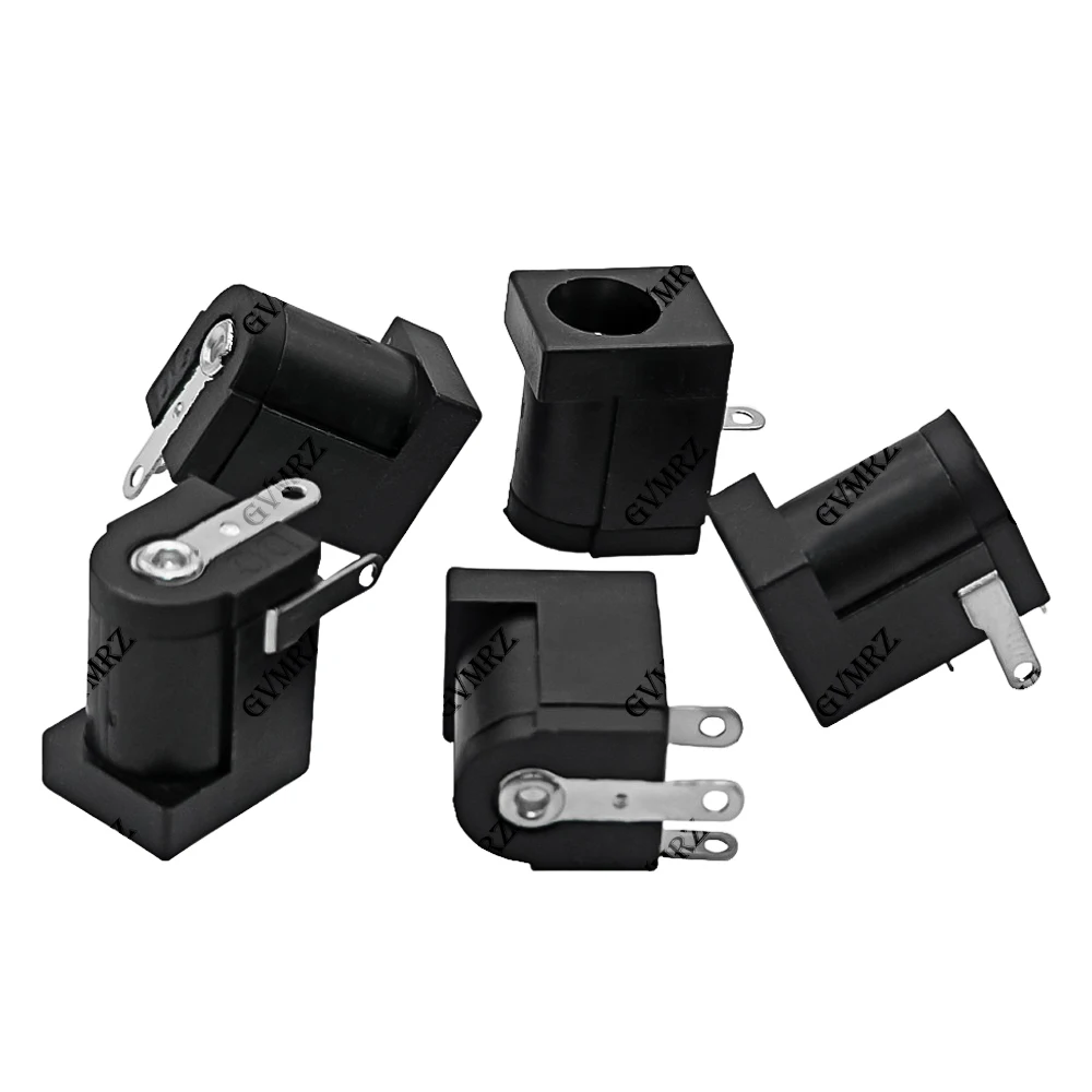 10PCS/ lot 5.5x2.1mm DC-005 Right Angle Black DC Power Jack Socket DC Connectors Supply Barrel-Type PCB Mount Terminal 5.5x2.1