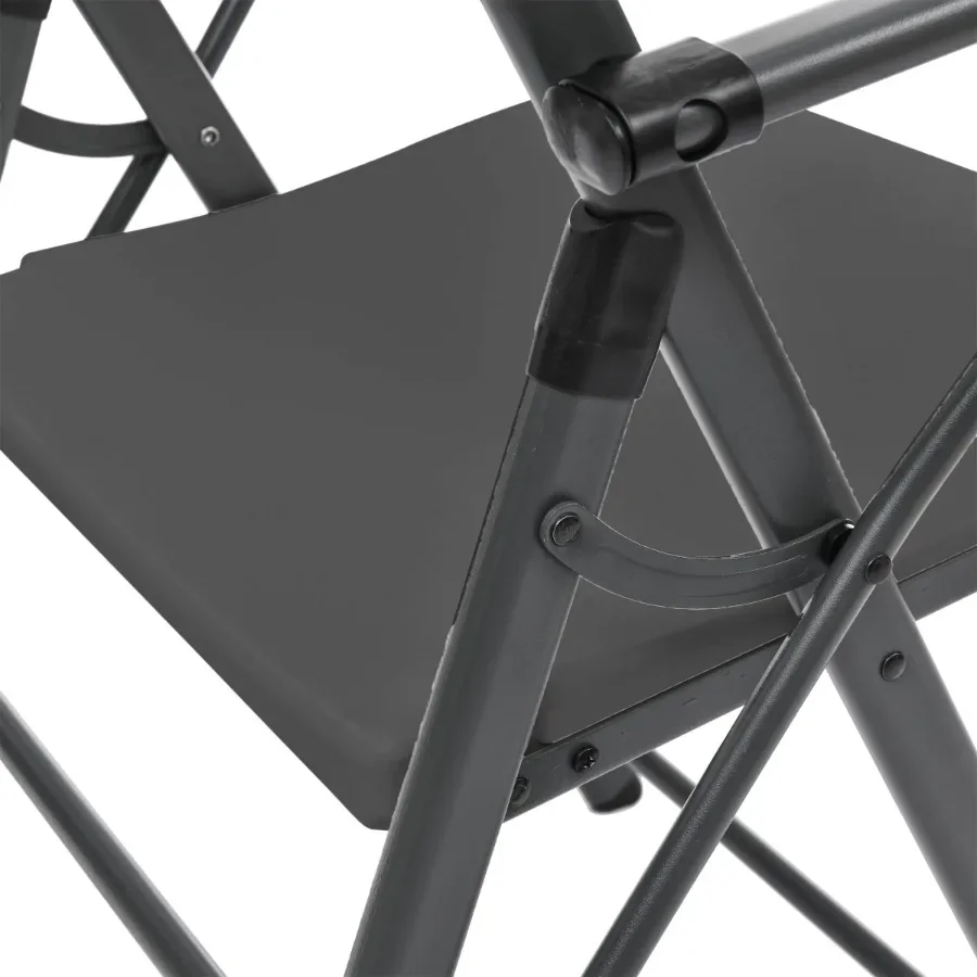 2-pack of black commercial plastic folding chairs with armrests for indoor and outdoor use, lightweight design, easy to clean