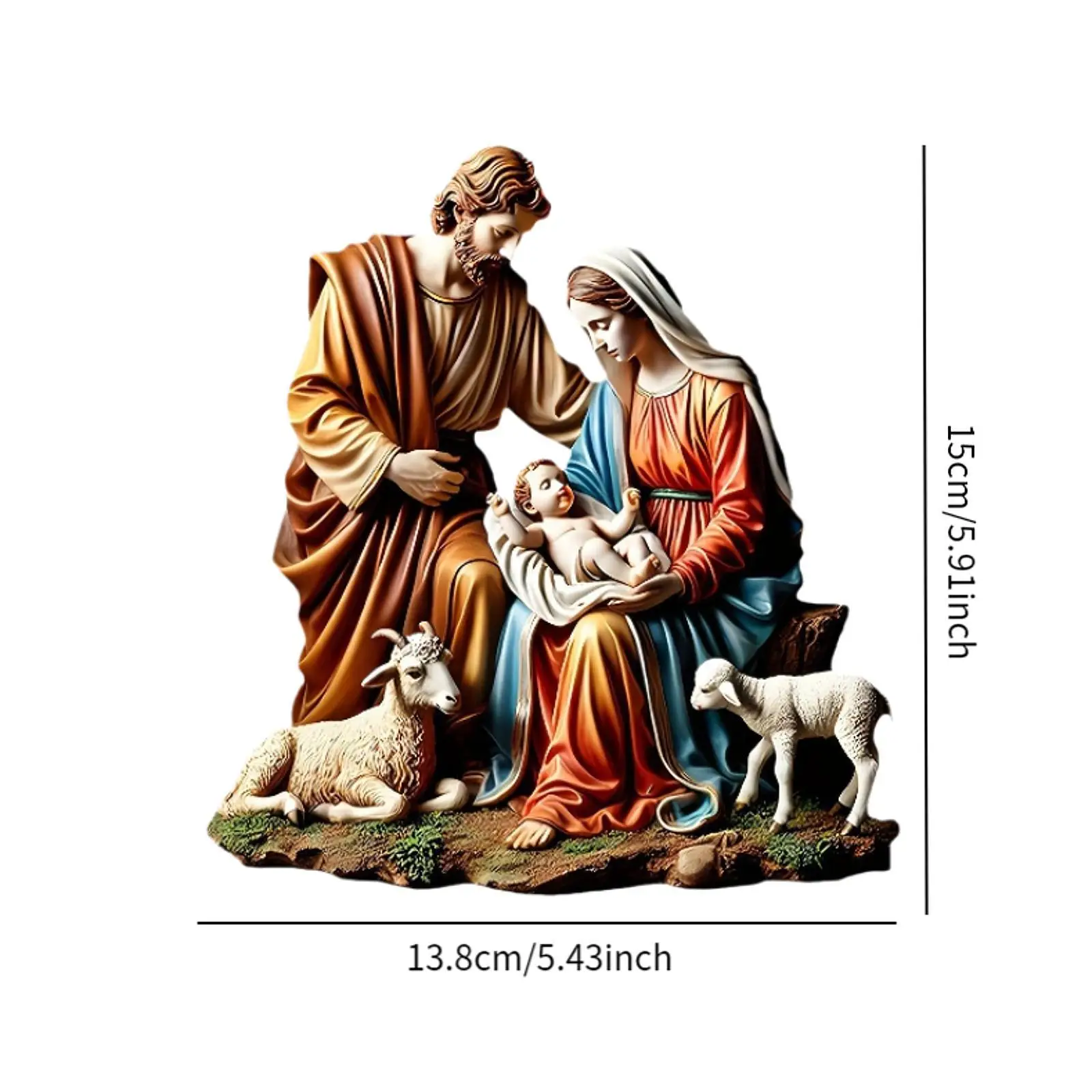 Religious Acrylic Jesus Statue Virgin Mary Nativity Figurines Tabletop Ornament Sculpture for Festive Living Room