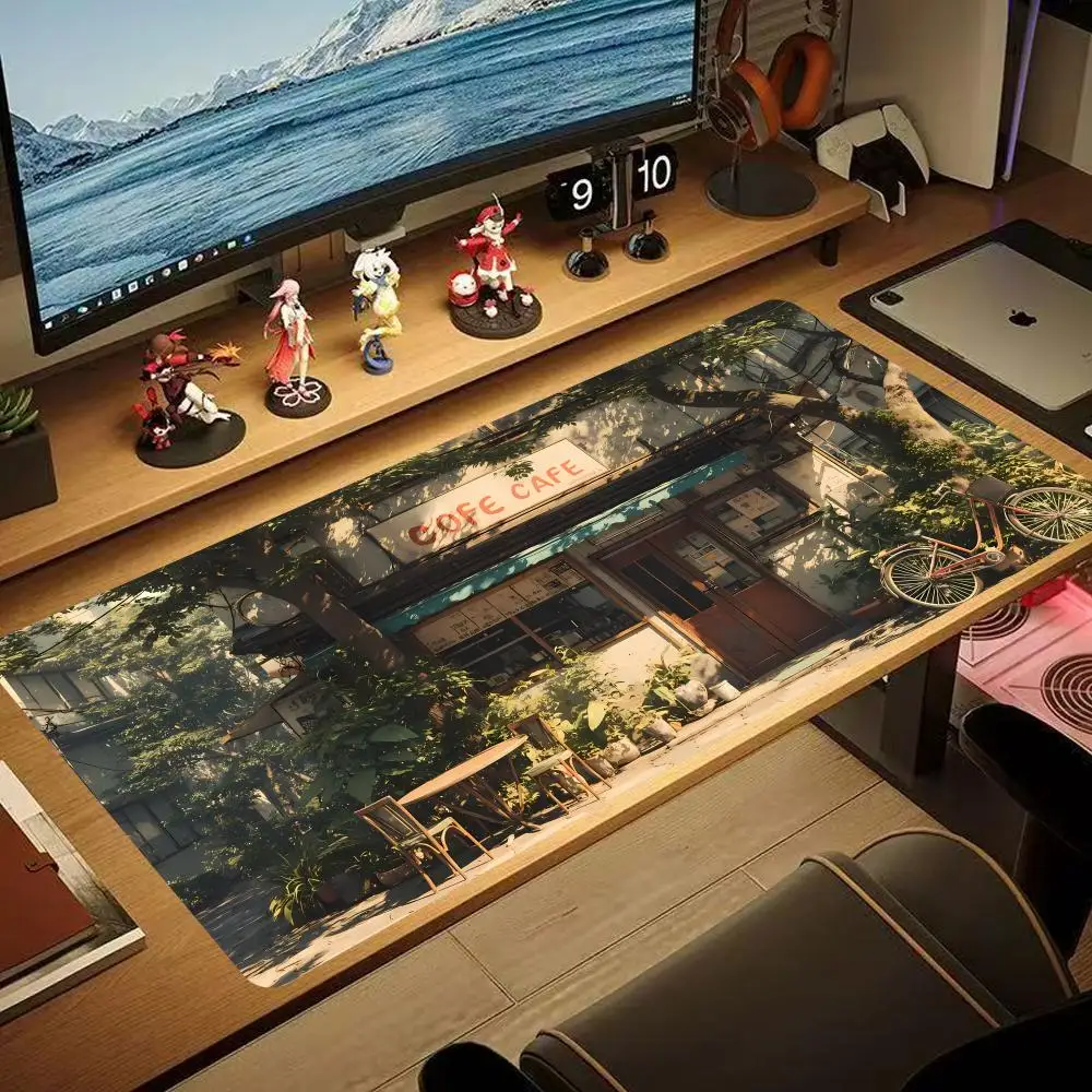 

Coffee Shop Mouse Pad 90x40CM non-slip Gaming Mousepad Gamer E-Sports Mouse Mat Game Mechanical Keyboard XXL Desk Mat