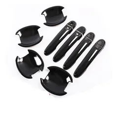Gloss Black Chrome Car Door Handle Cover Trim Stickers For Nissan Versa Tiida Almera Renault Scala 2012~2019 Styling Accessories