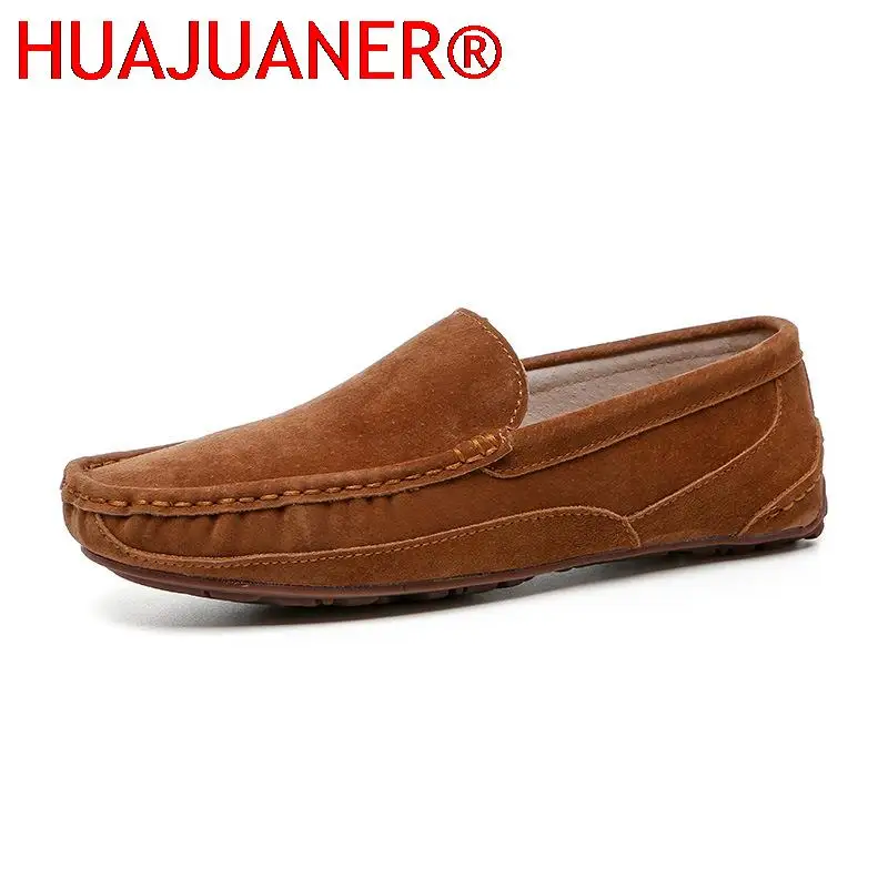

High Quality Fashion Boat Shoes Men Casual Suede Leather Loafers Light Summer Driving Shoes Non-Slip Leisure Walk Slip on Flats