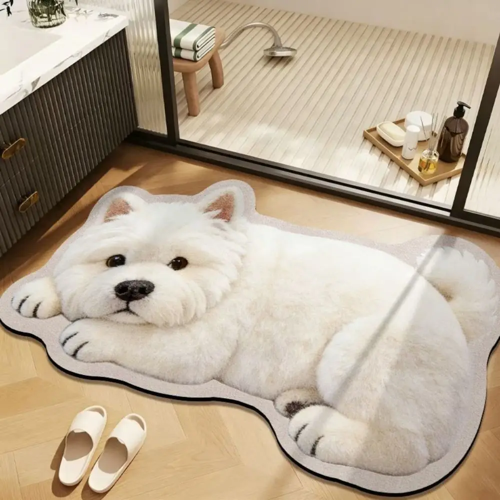 Special-shaped Puppy Print Rug Pet Theme Rug Decorative Carpet Dog Shaped Rug Puppy Print Soft Entryway Mat Bedroom Decor