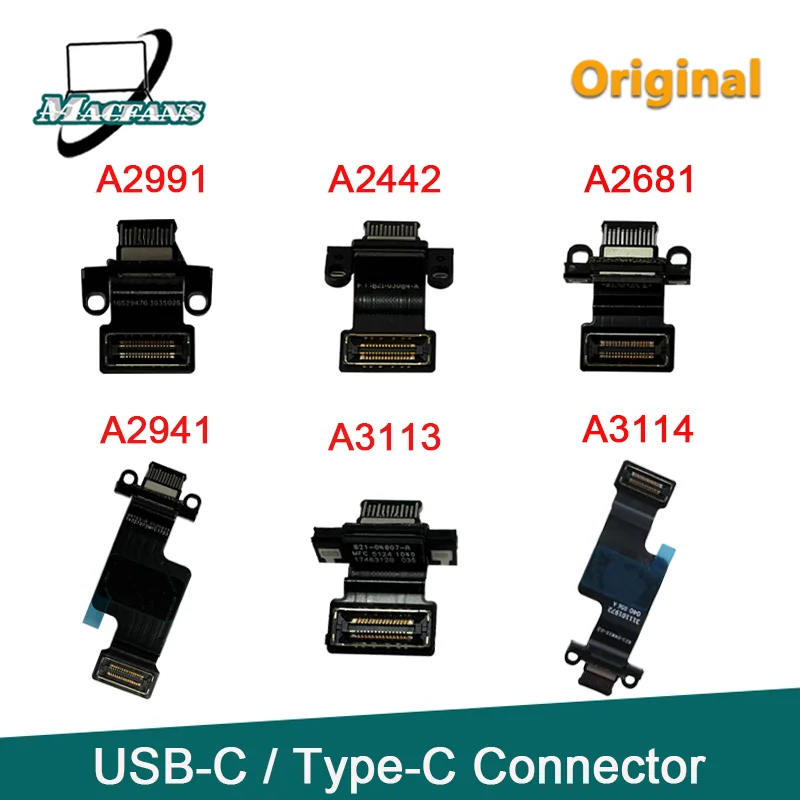 Original Laptop A2681 A3113 A3114 Type-C DC Power Jack For Macbook Air Pro USB-C Charger Connector A2941 A2991 A2442 Black White