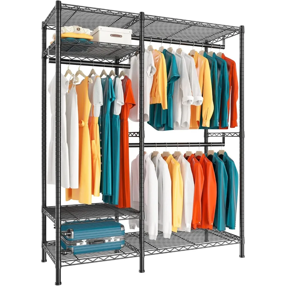 

Clothes Rack Heavy Duty Clothing Rack Load 700LBS Clothing Racks for Hanging Clothes Adjustable Closet Rack Metal Wadrobe Room