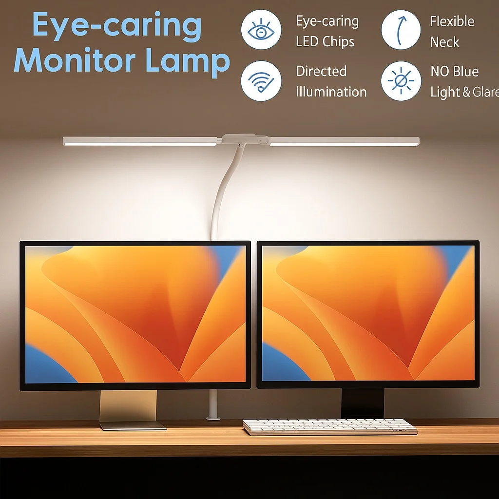 Double Head LED Clip Desk Lamp Architect Table Lamp for Home Office Lighting 3 Color Mode and 10 Dimmable Eye Protect Desk Lamps