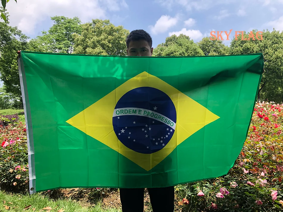 SKY FLAG Bandera grande de Brasil 90x150 cm Estampado digital de poliéster colgante Bandera brasileña de Brasil para celebración