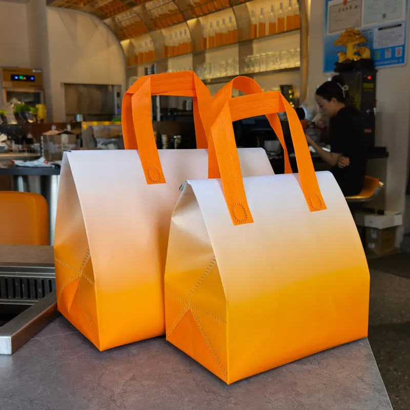

Custom Insulated Non-Woven Fabric Takeout Bags with Self-Sealing Cake Desserts, Commercial Refrigerated Tote Bags with