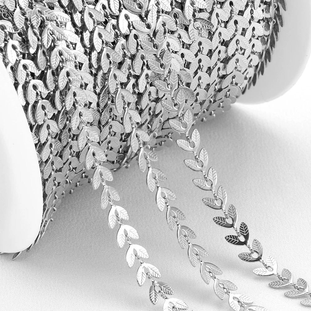 2/1meters Stainless Steel Chains Gold Color Leaves Leaf Chain for Jewelry Making DIY Necklace Bracelet Women Men Wholesale