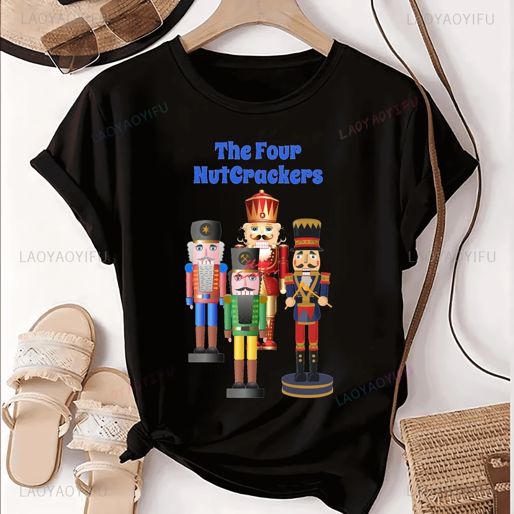 The Four NutCrackers Printed T-shirt Top Nutcracker Neutral Trend Harajuku Short Sleeved Unisex Shirt Pattern Large T-shirt