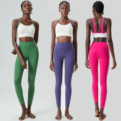 Women Two Pieces Fitness Yoga Set High Impact Pocket Gym Suit Breathable Quick Dry Running Sportswear Female Workout Clothes