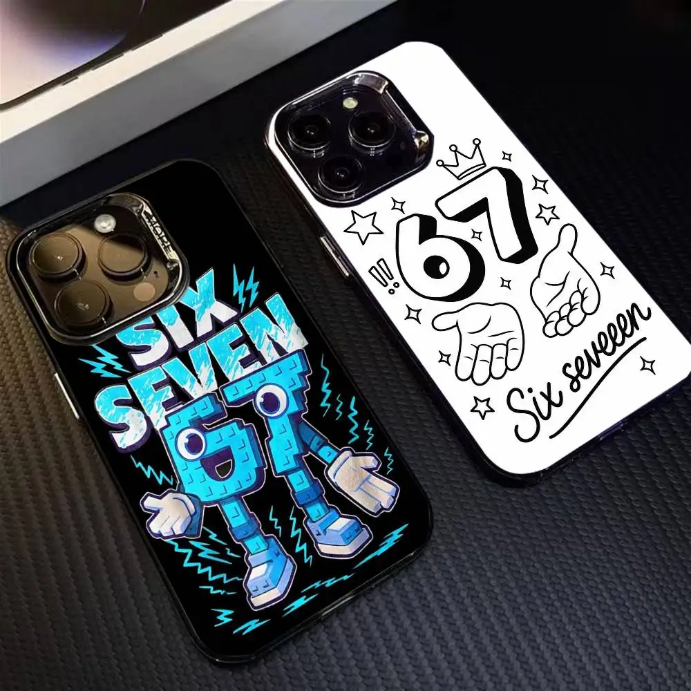

67 S-Six S-Seven S-Style Phone Case For iPhone 16 17 15 14 12 13 Pro Max Black Color Shockproof Cover