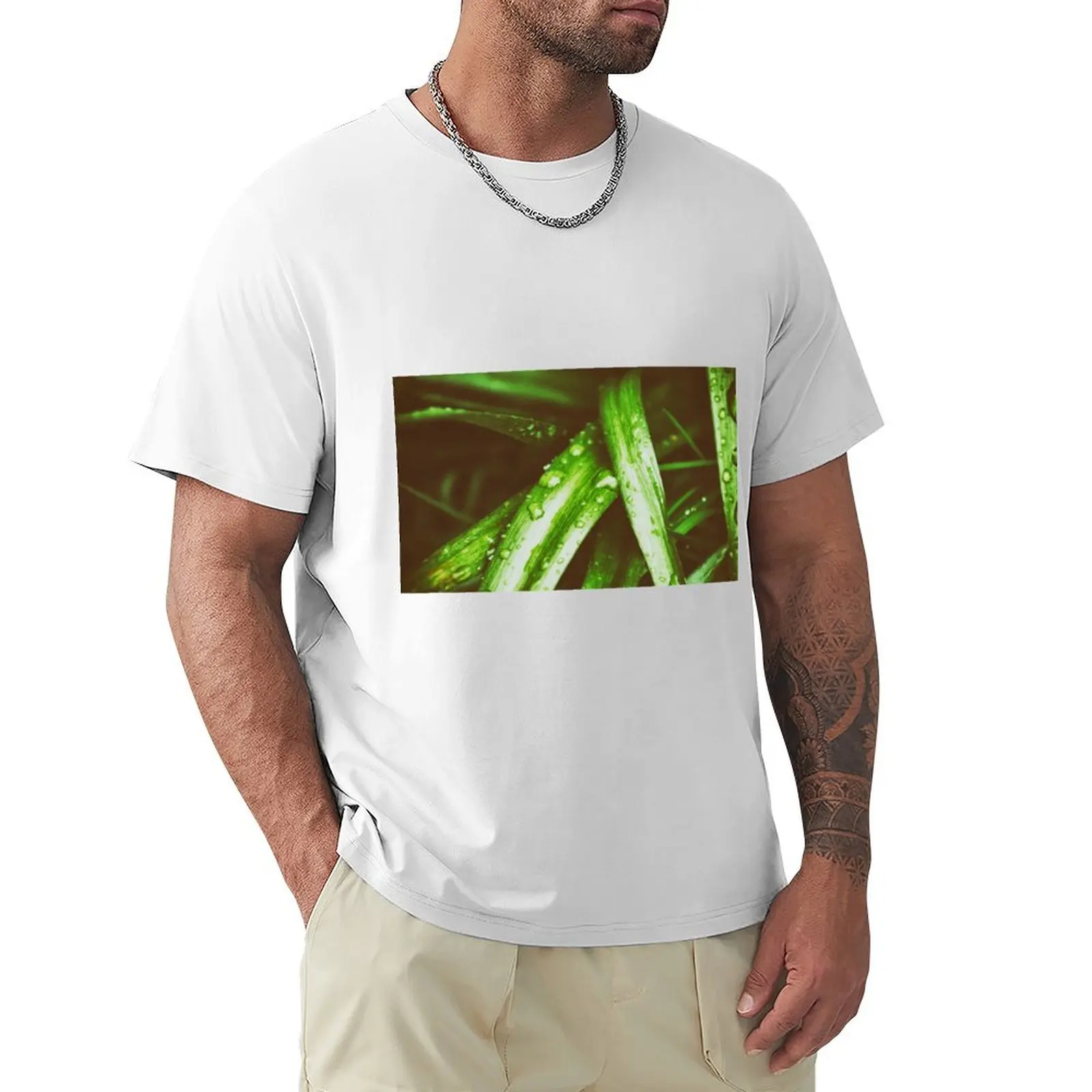 raindrops on green grass T-shirt plus sizes boys animal print oversized t shirts for men