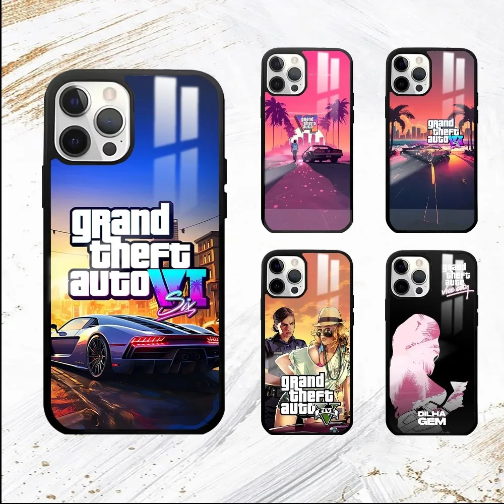 Grand Theft Auto Phone Case For iPhone 16 15 14 13 12 11 Pro Max Plus Mini PC Mirror Fashion phone case