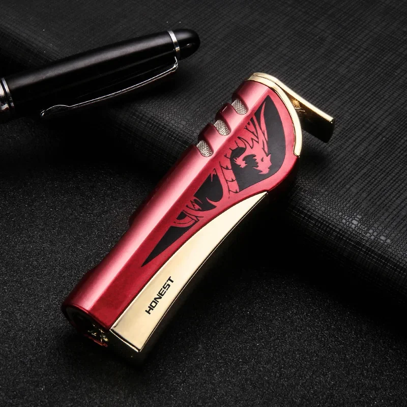 HONEST-Direct Charge Inflatable Lighter, Personality Metal, Exquisite Pattern Lighter, Cigarette Accessories, Men's Gift, New