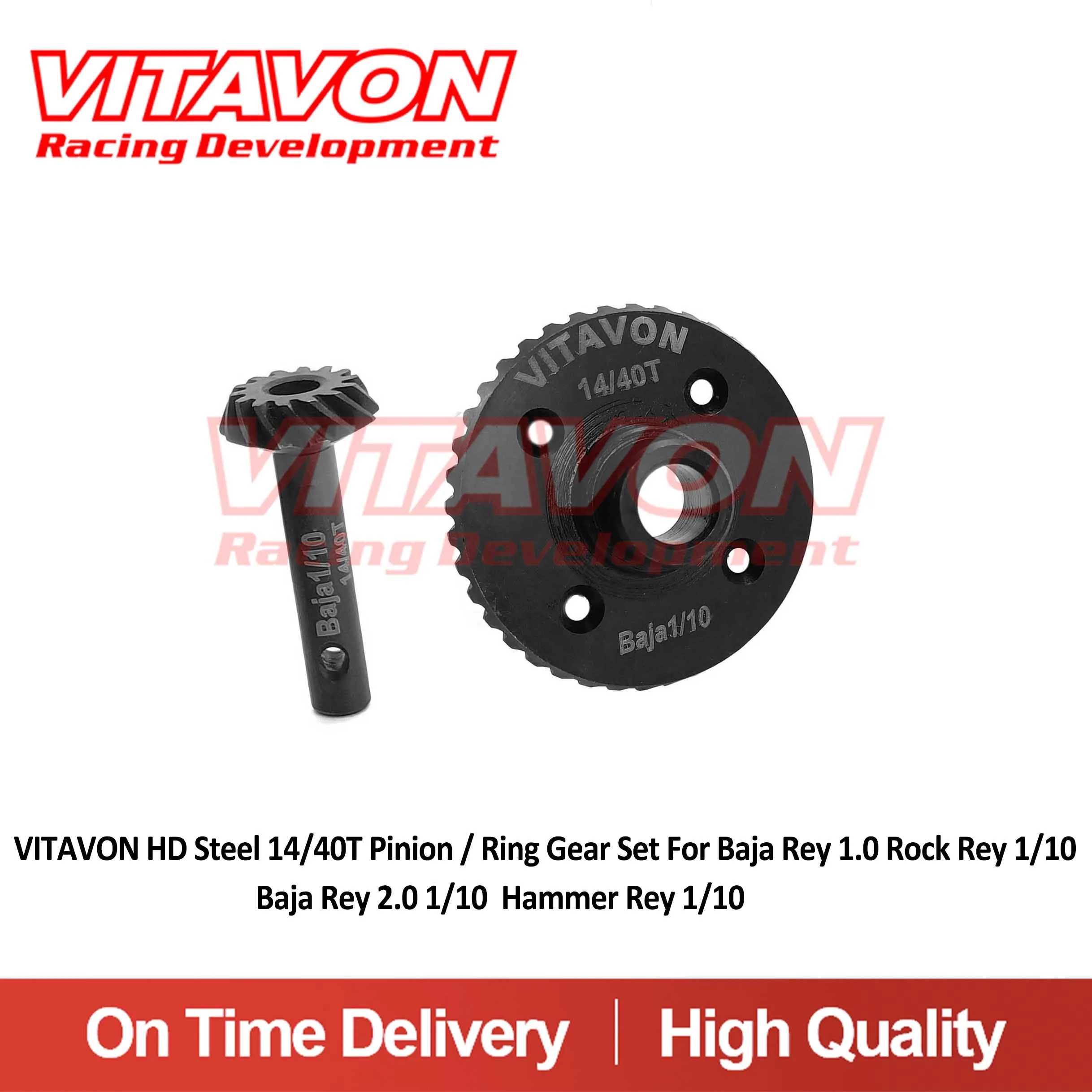 VITAVON HD Steel 14/40T Pinion / Ring Gear Set For Baja Rey 1.0 Rock Rey 1/10 Baja Rey 2.0 1/10 Hammer Rey 1/10 RZR