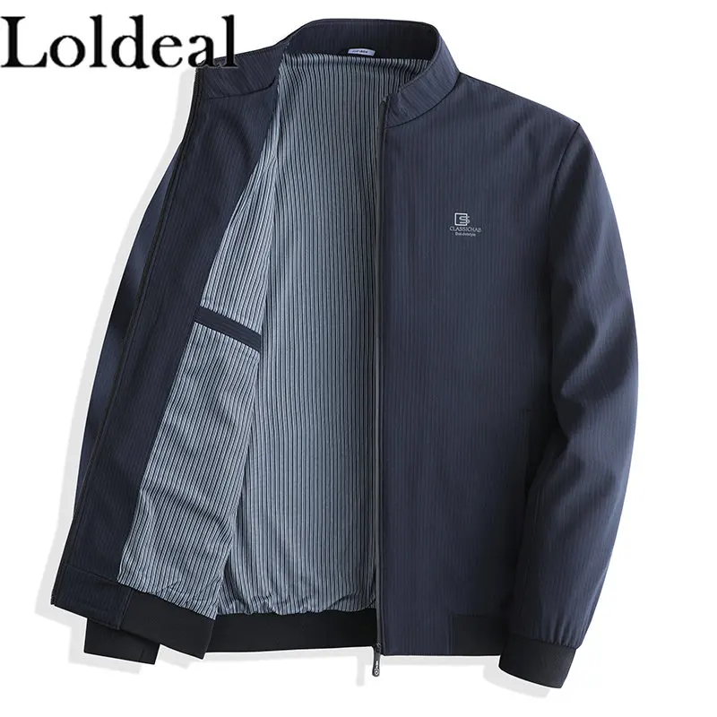 

Men Pinstripes Bomber Jackets Lightweight Track Windbreaker Outdoor Golf Fashion Coat