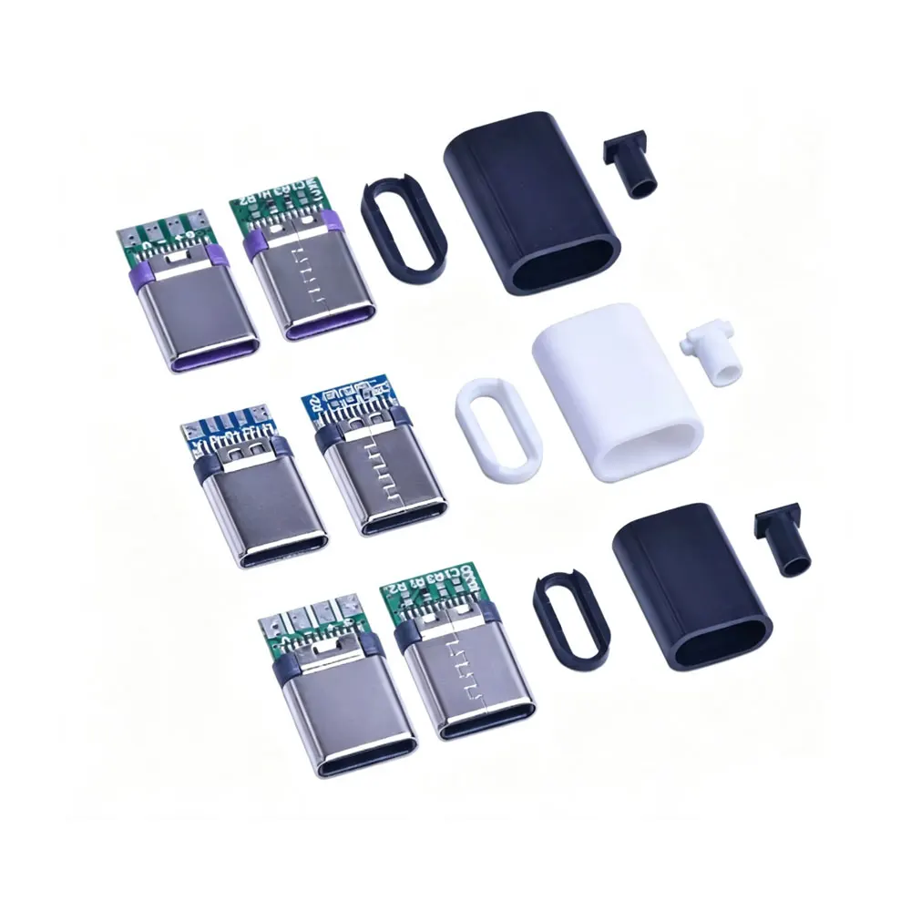 5pcs 5A fast charging USB connector C-type,male plug head and tail plug electrical terminal soldering DIY data cable accessorie