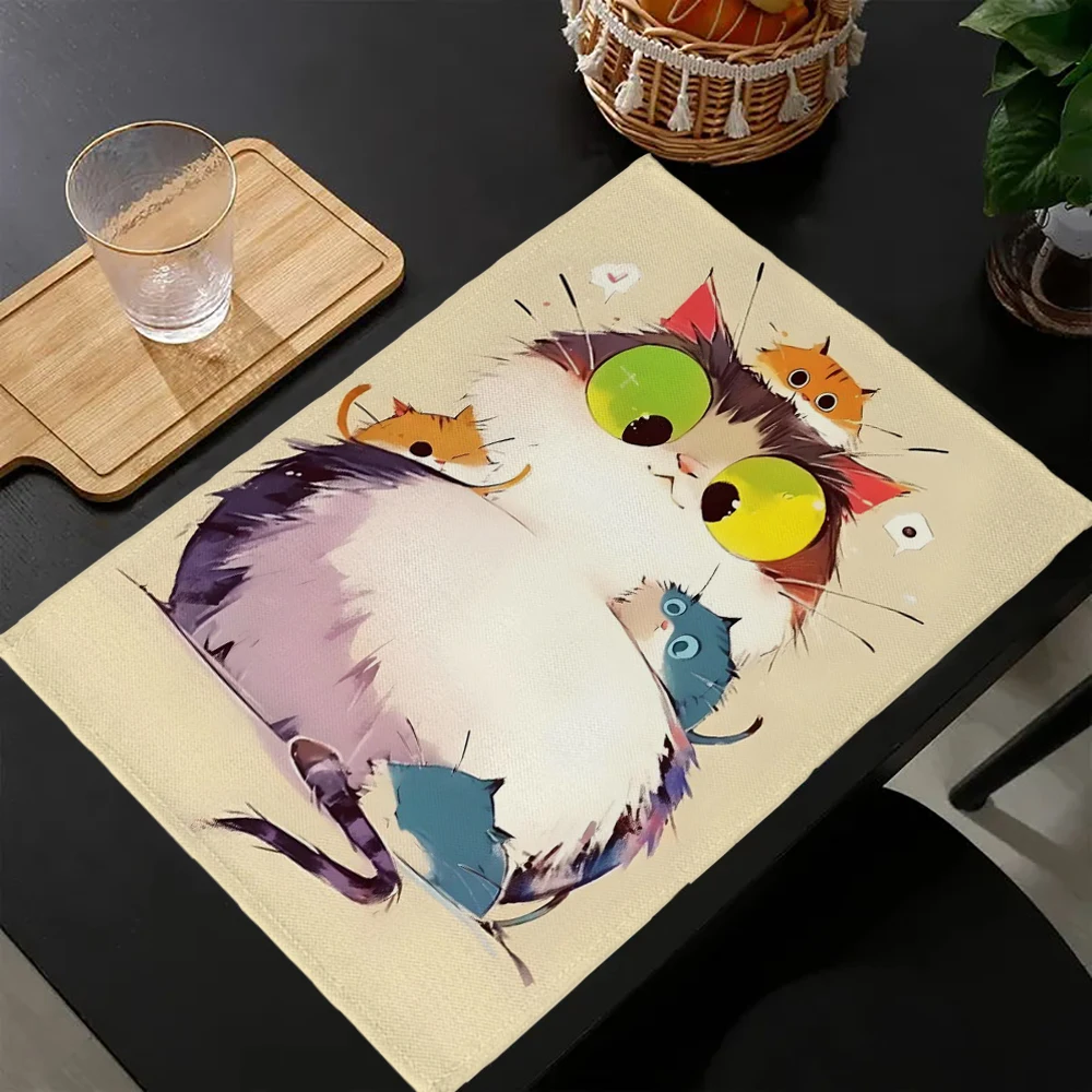 

Подставка для столовых приборов с мультяшным котом 30X45 см, подушечки для подставок, коврик для чашки